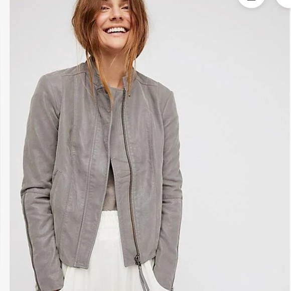 Free People Jackets & Blazers - Free People Women's Soft Gray Vegan Leather Jacket